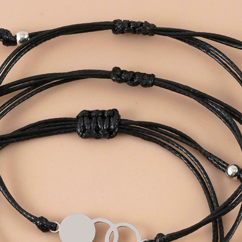 Handmade Friendship Bracelets Stainless Steel Charms Bracelet Adjustable Strings