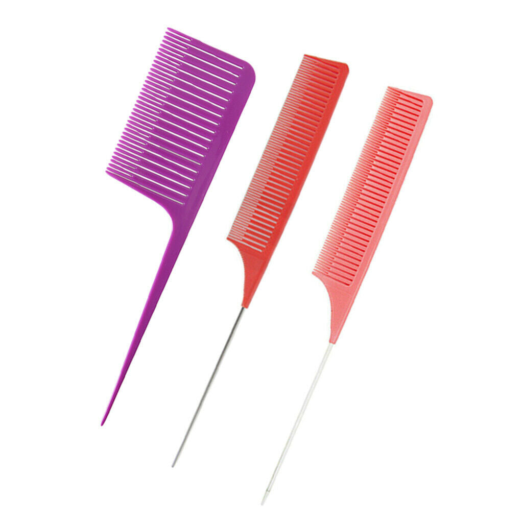 3x ABS Plastic Weaving Highlighting Foiling Hair Comb for Salon Dyeing Brush