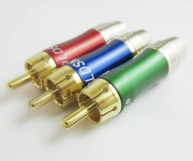 6pcs High Quality 3 colors RCA Male plug with aluminum housing and copper plug