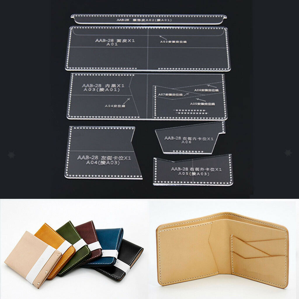 Leather Hand Craft DIY Tool Folding Wallet Making Cutting Template Stencil