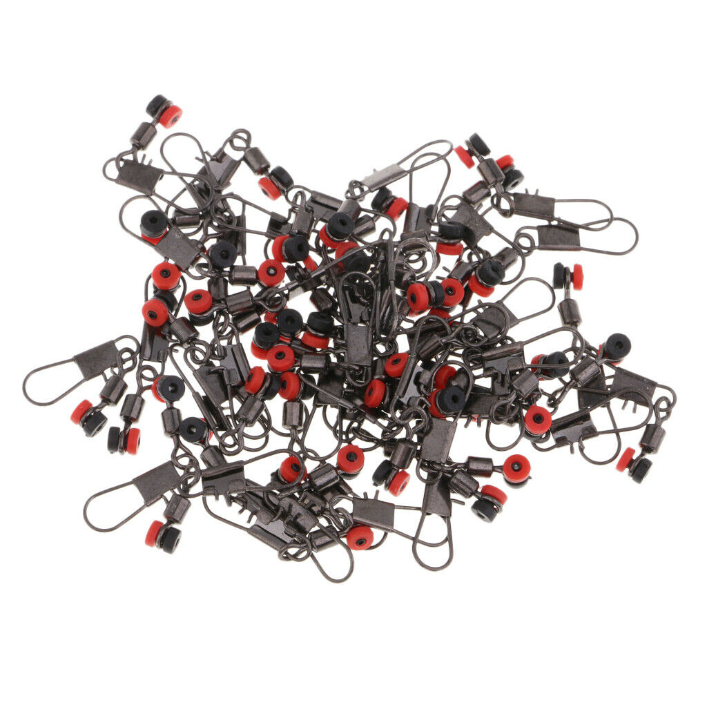 50 Pieces Fishing Barrel Rolling Swivels with Interlock Snaps Connectors S