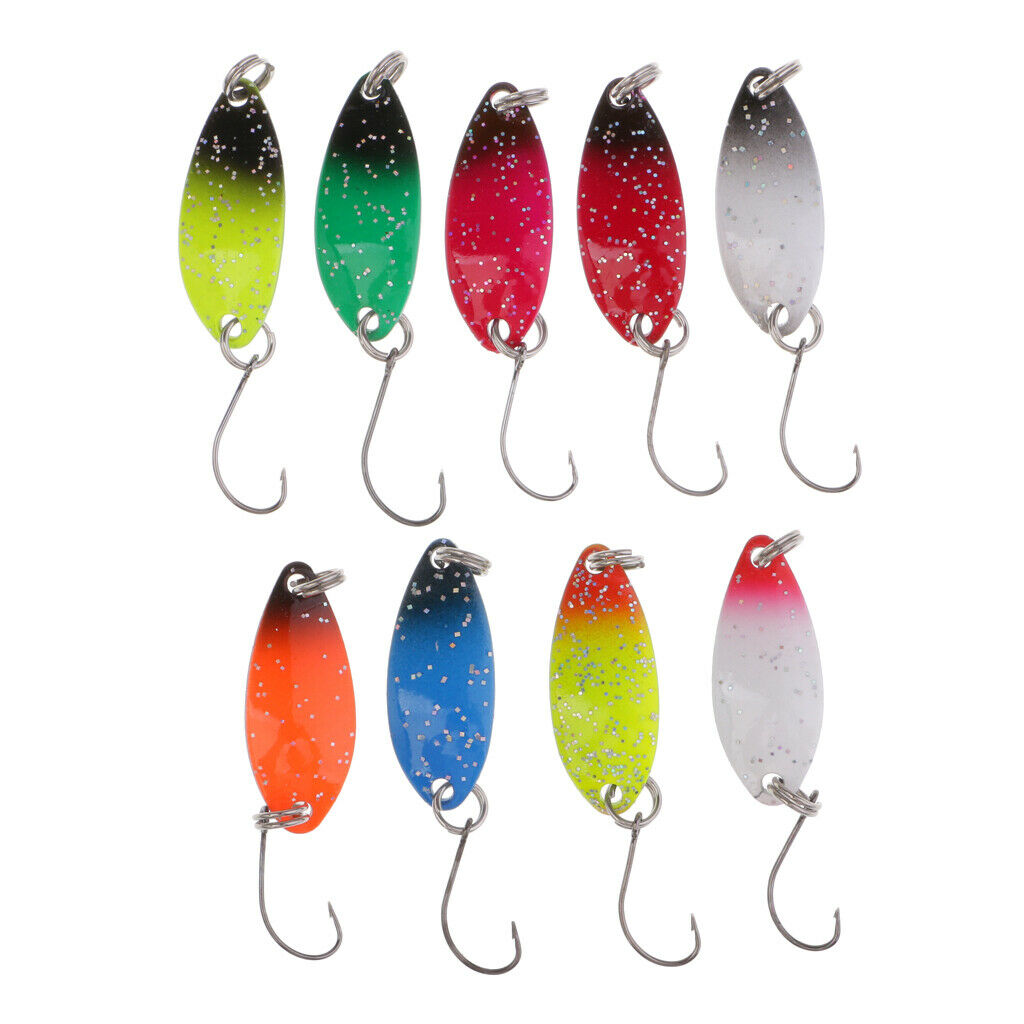 9Pcs Fishing Colorful Spoon Lures 3g Single Hook Metal Baits High Reflective