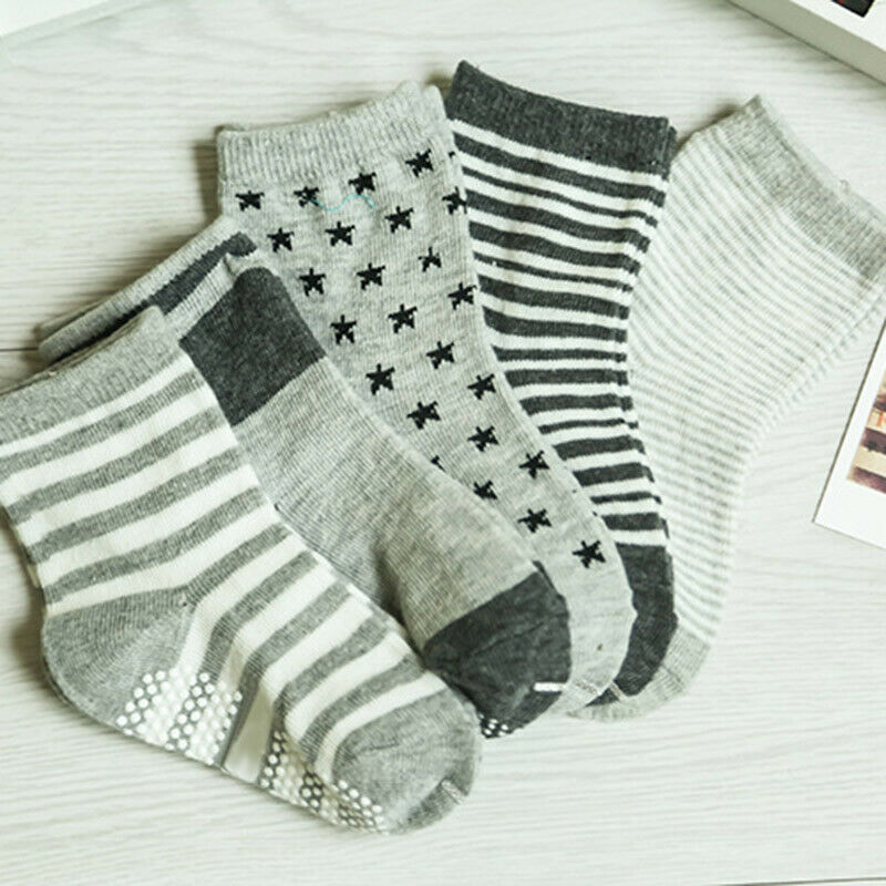 12 Pairs Baby Kids Toddler Socks Anti-slip Knit Ankle Cotton Grip Short Sock HN