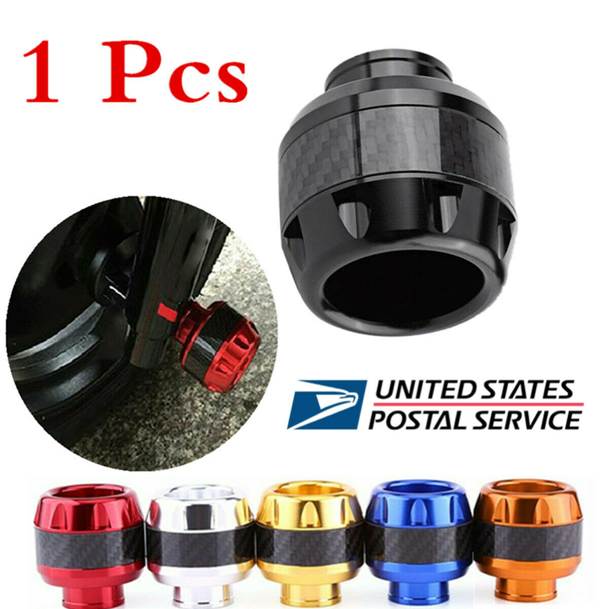1 Pcs CNC Black& Carbon Fiber Motorcycle Front Fork Frame Slider Falling Protect