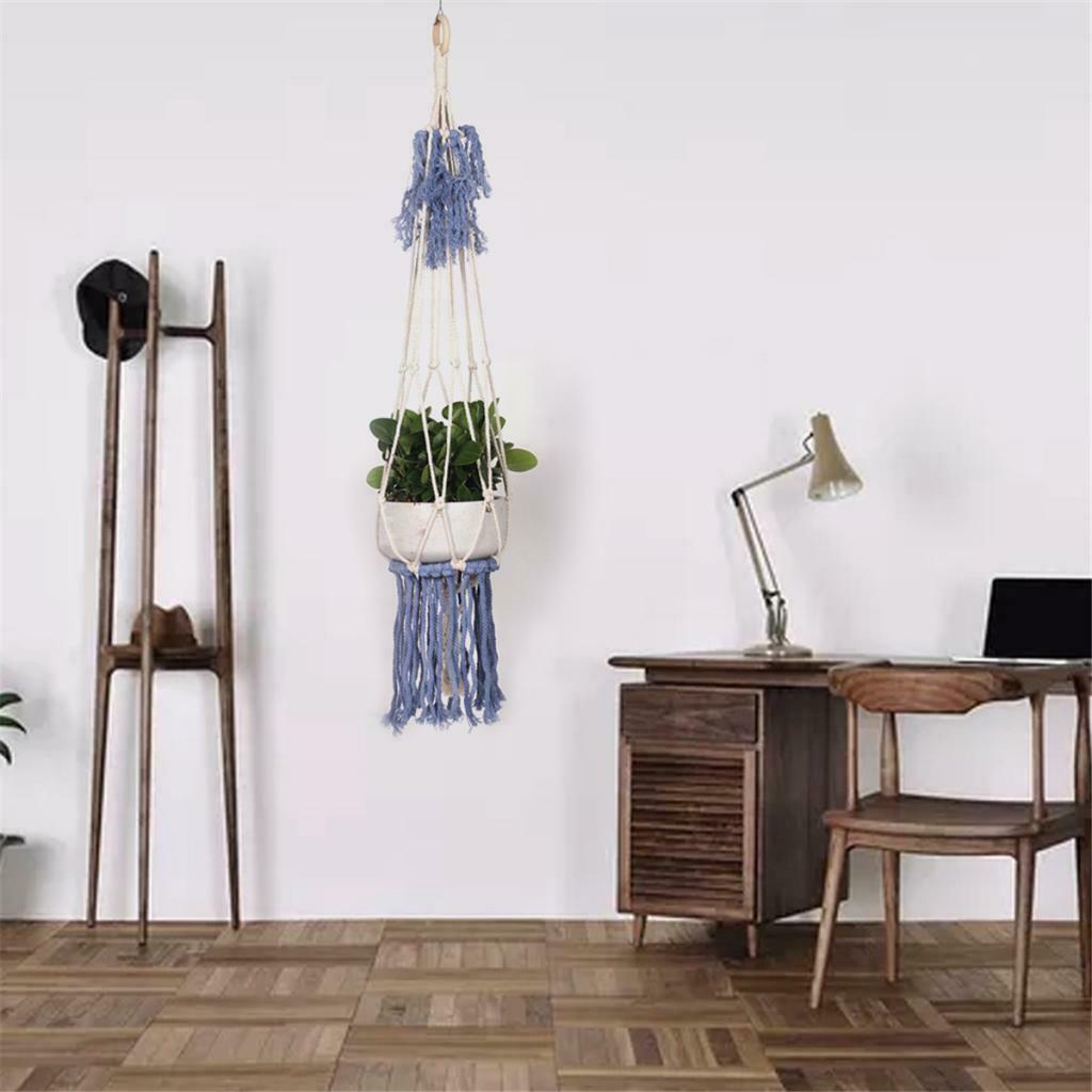 Garden Green Plant Wall Hanging Rope Handmade Knitted Cotton Flower Hanger Rope