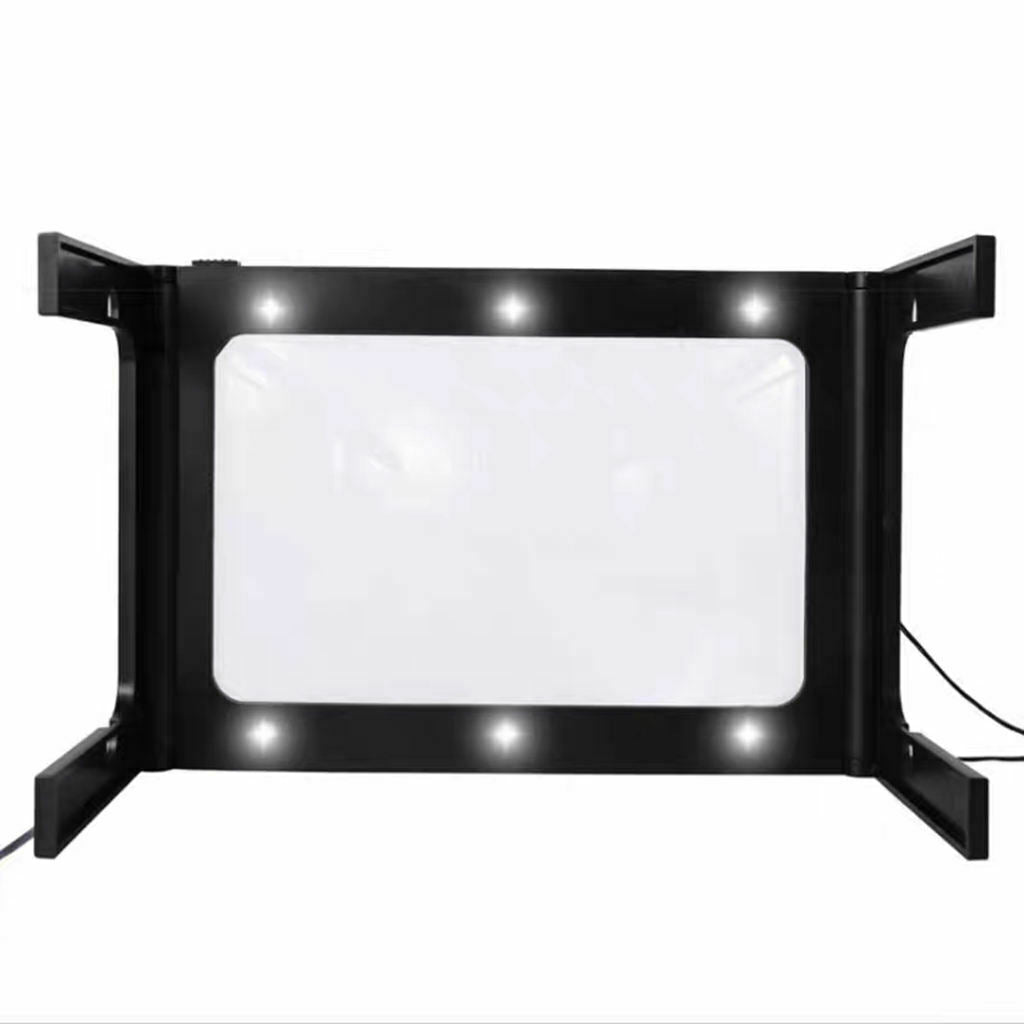 Foldable Hands Free 6 LEDs Light Magnifier 2.5x  Glass Book Reading with USB