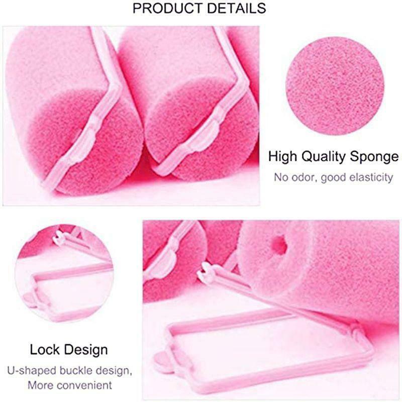 Soft Sponge Hair Rollers Pink DIY Hair Styling Foam Curler Hairdressing Tool
