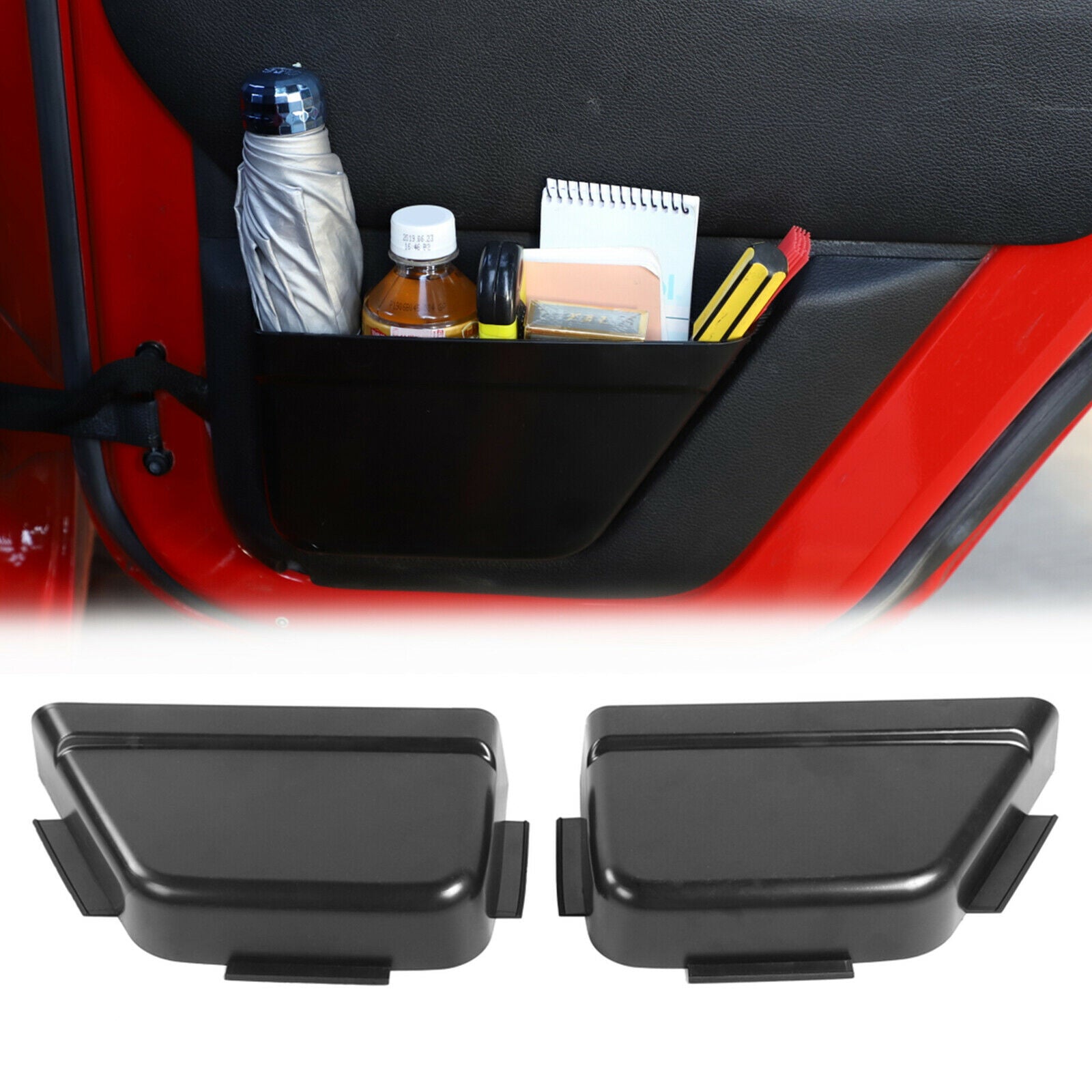 2xRear Door Net Pocket Storage Box Organizer For Wrangler JK 11-17 4Door CN
