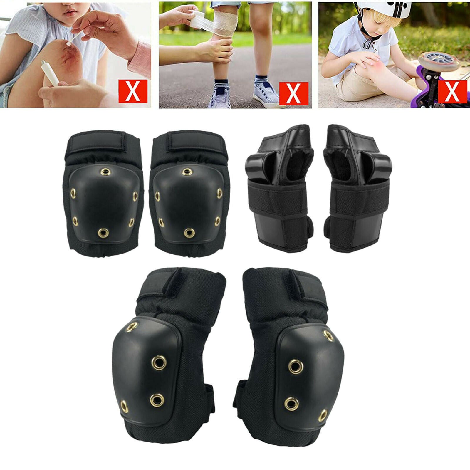 Skateboard Skating Knee Elbow Wrist Pad Protective L Over 13 Years Old