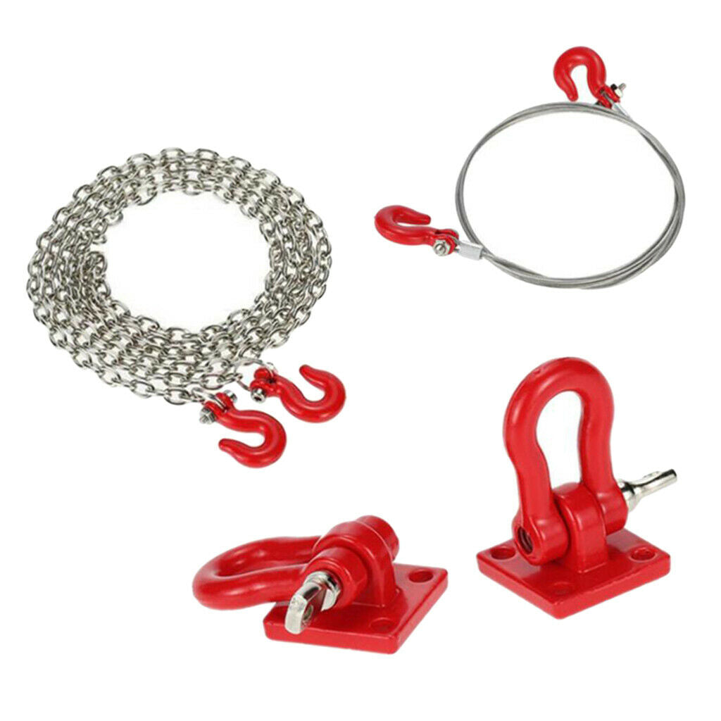 Tow Hook+Trailer+Steel Tow Chain+Winch Anchor for 1:10 RC4WD D90 CC01 RC Car