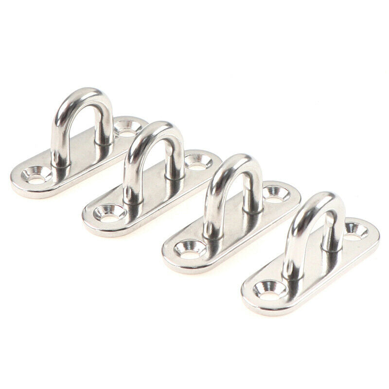 4 Pcs Stainless Steel Oblong Pad Eye Plate Staple Ring Hook Loop U-Shap.l8