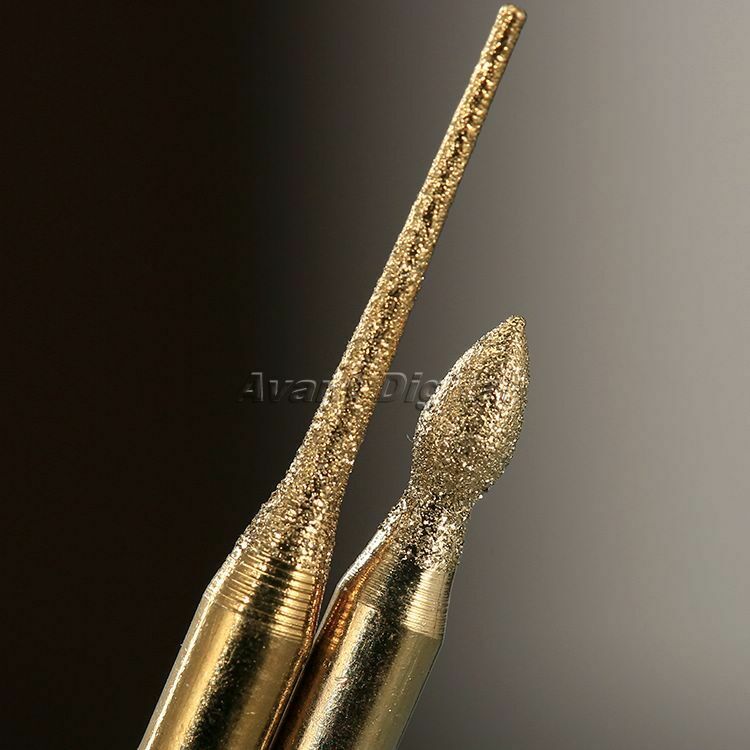30Pcs Titanium Coated Diamond Burrs Points Head Set Die Grinders Rotary Tools