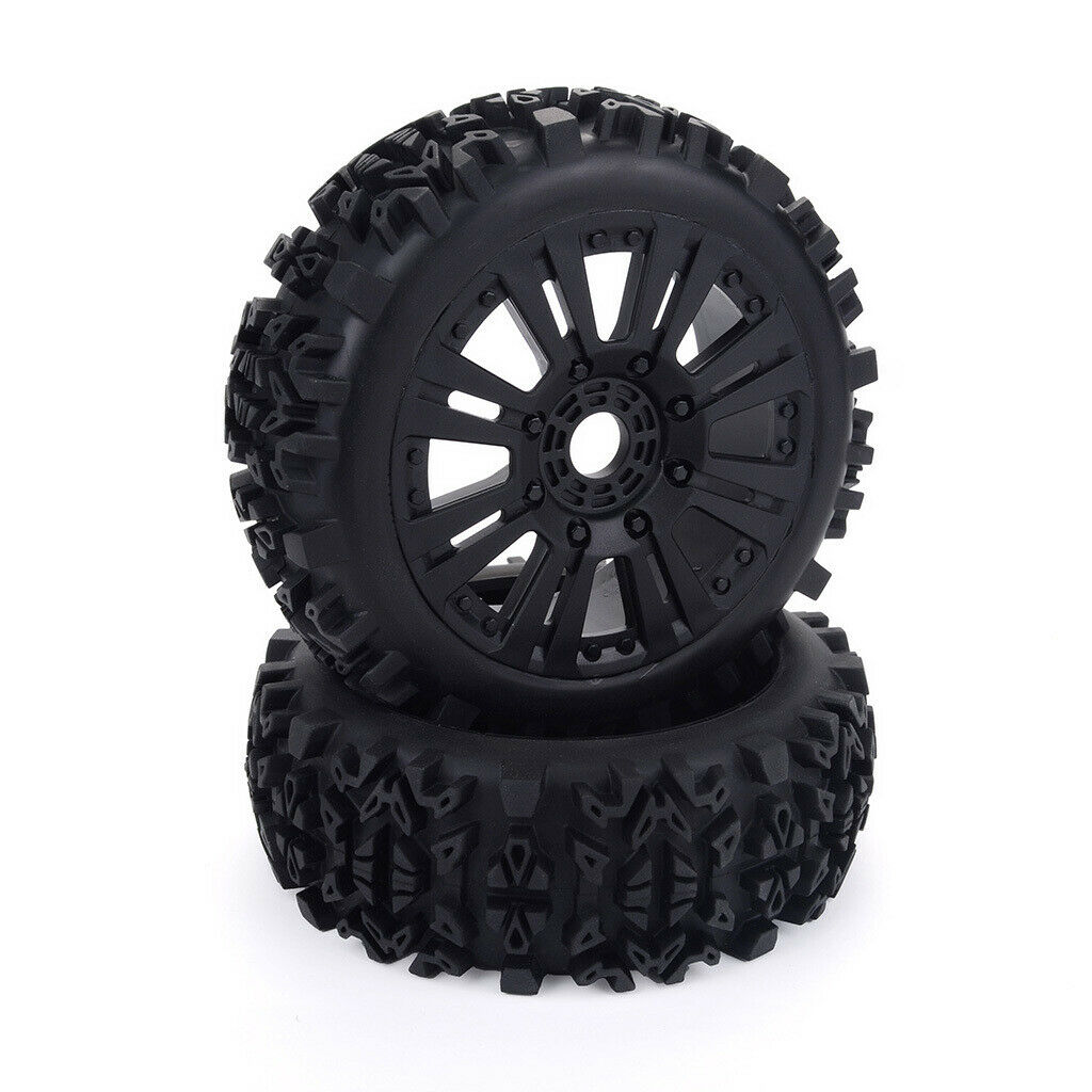 2 Pieces Tires of 1: 8 RC Rock Crawler Car Truck Wheels Hubs Rubber Rims