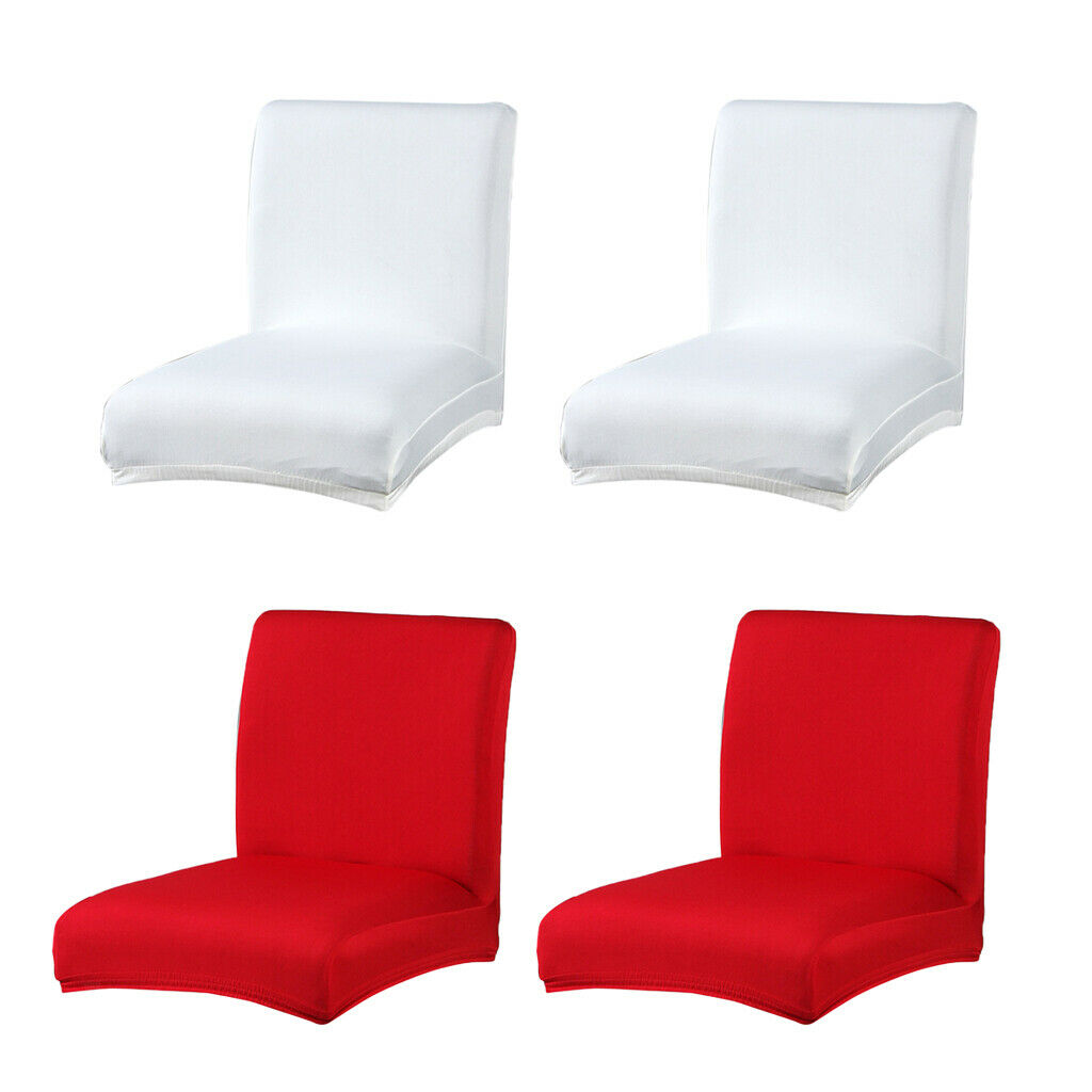 4X Low Back Chair Seat Cover Bar Stool Slip Covers White Red Home Decoration