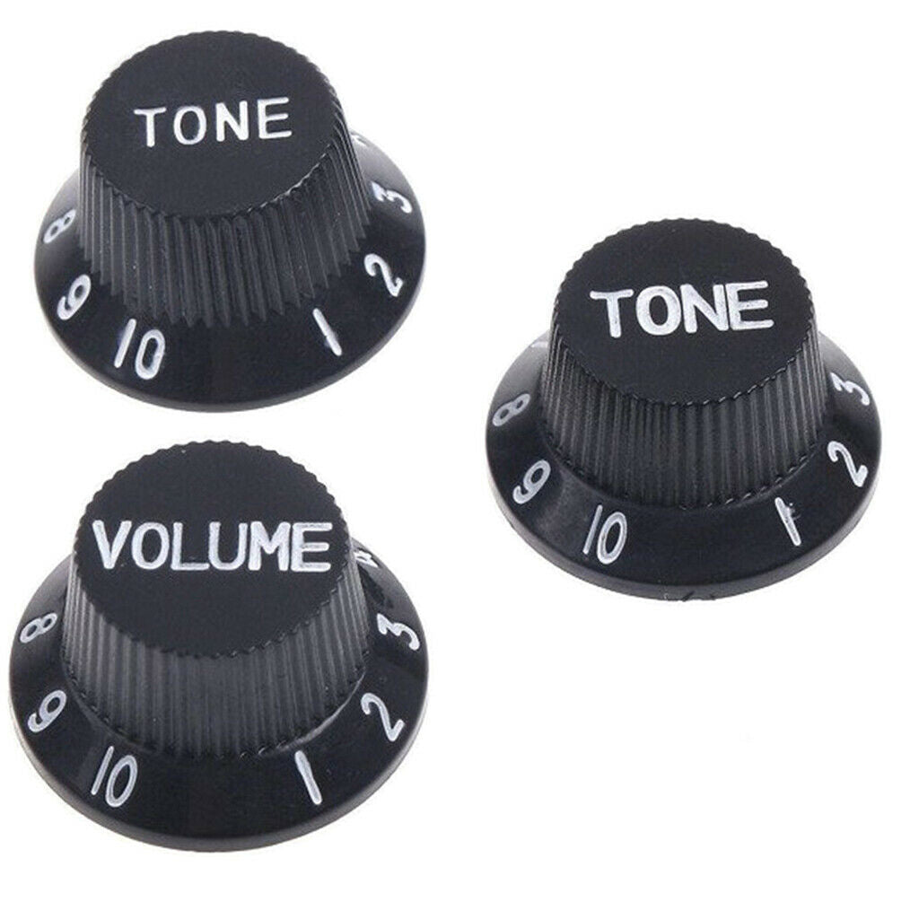 6PCS BLACK PLASTIC GUITAR / BASS CONTROL KNOB, TONE And VOLUME