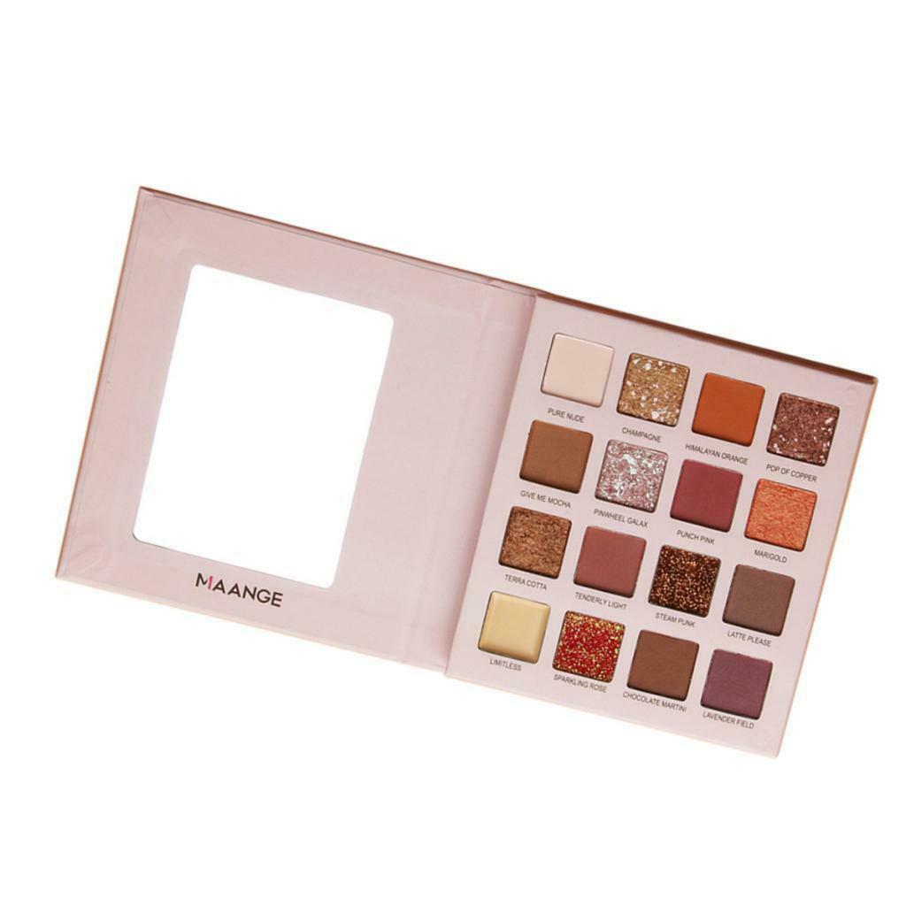 16 Colors Glitter Pearlized Eyeshadow Palette Blendable Eye Shadow Set 02