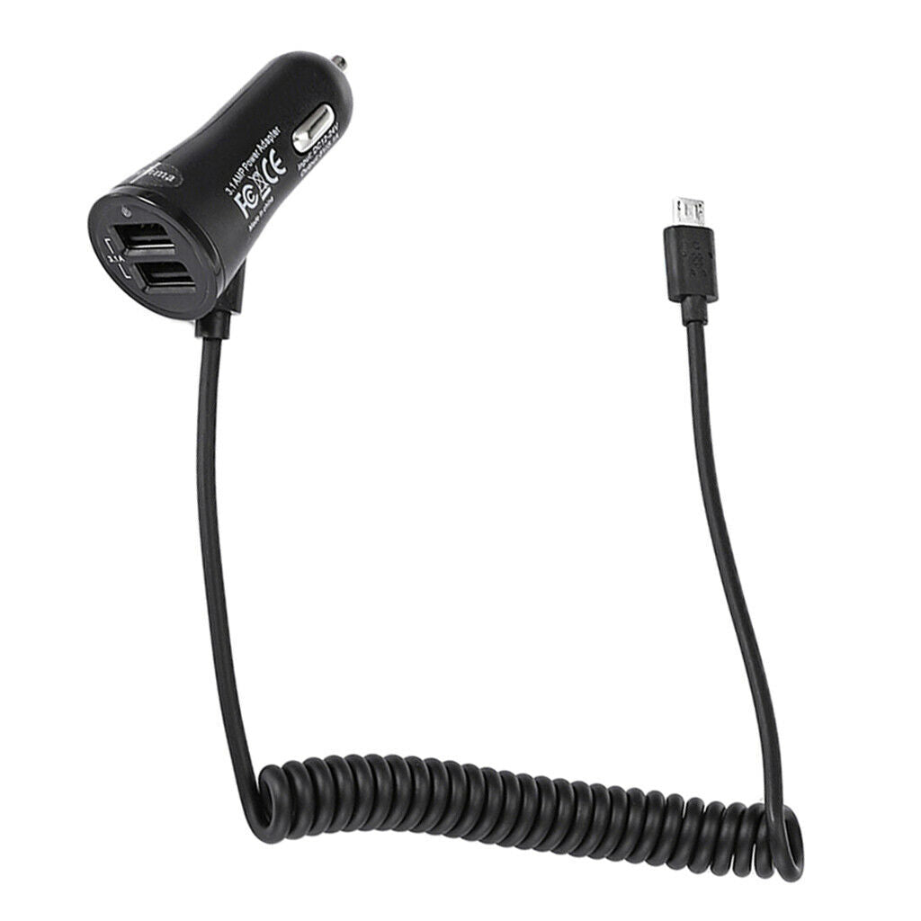 2 Ports USB 5V 2.1A Car Charger with Micro USB Extension Cable Quick Charge