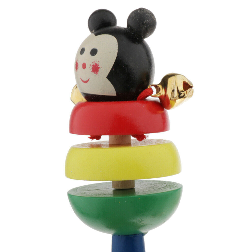 Wooden Cartoon Cute Handheld Baby Rattles Shaking Toys Bells Noise Maker