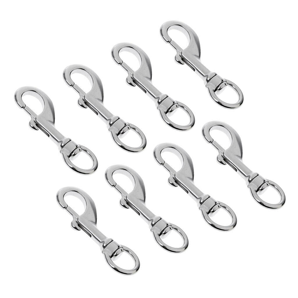 8-Pack 316 Stainless Steel Single Ended Bolt Snap Hook Marine Grade Single End