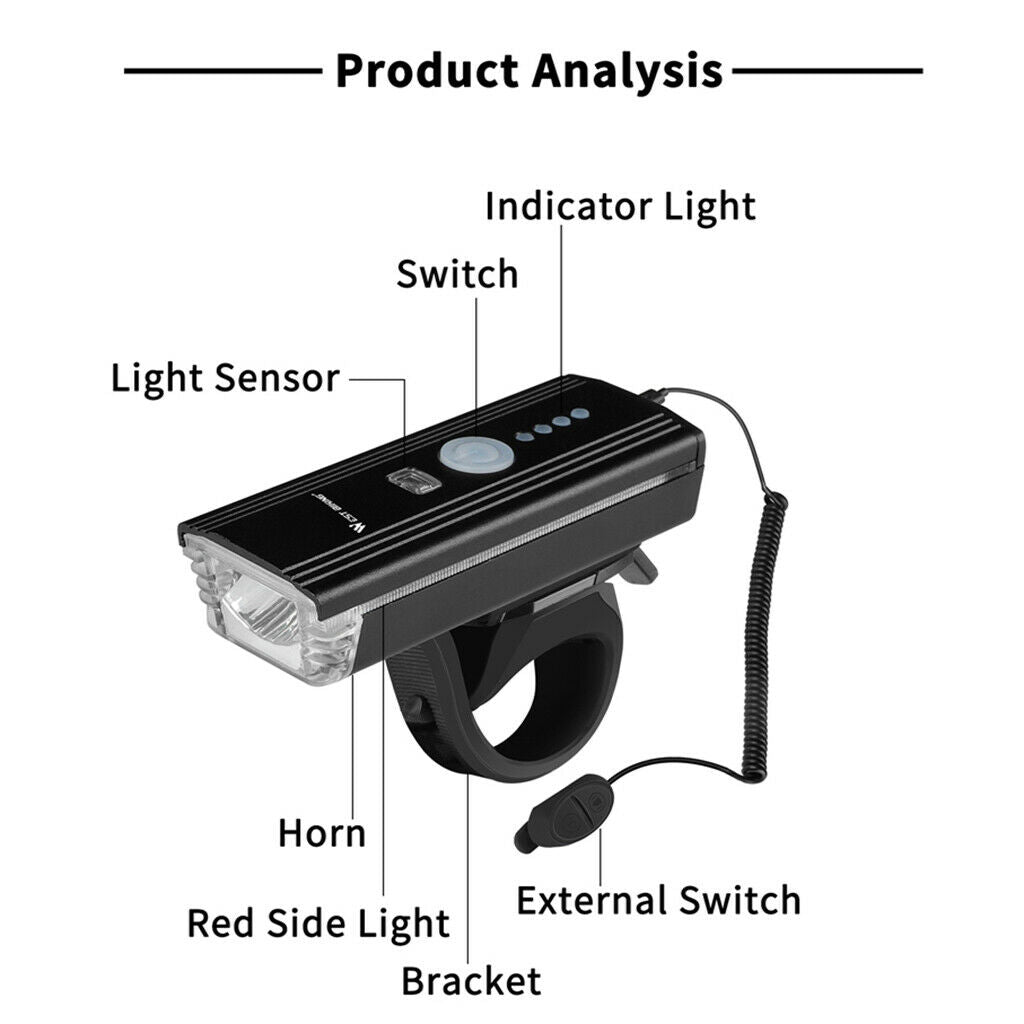 High Sensitive Sensor LED Rechargeable Bicycles Headlight Bike Front Brake Light