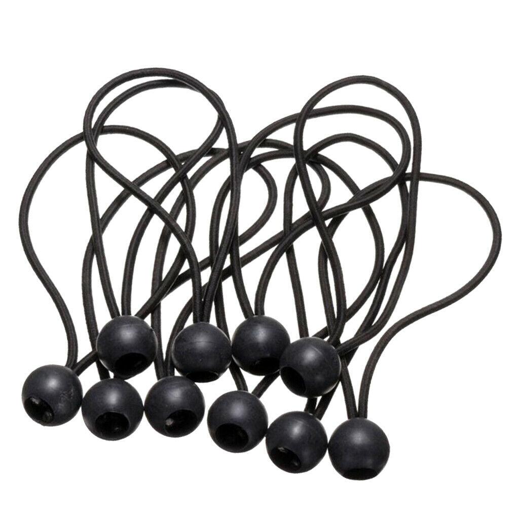 10 Pieces Black Ball Bungee Loop Cord Elastic Tent Tarp Canopy Fix Ties