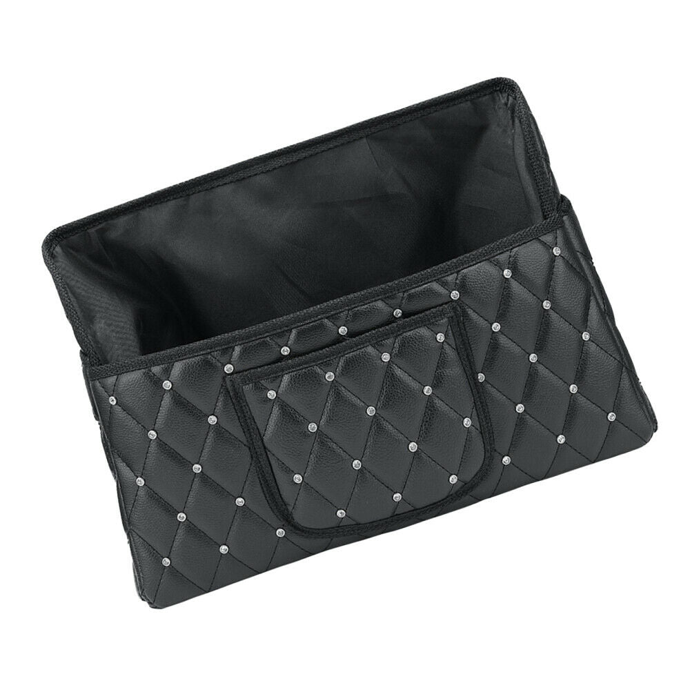 Advanced Car Net Pocket Handbag Holder PU Leather Between Car Seat Storage Black