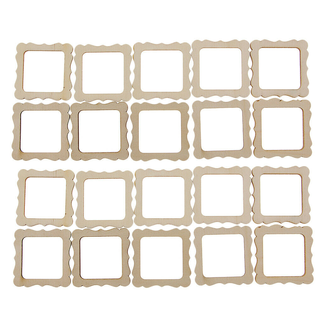 20PCS  Cut Frame Wood Scrapbooking Crafts DIY Wind Chime Hanging Decor