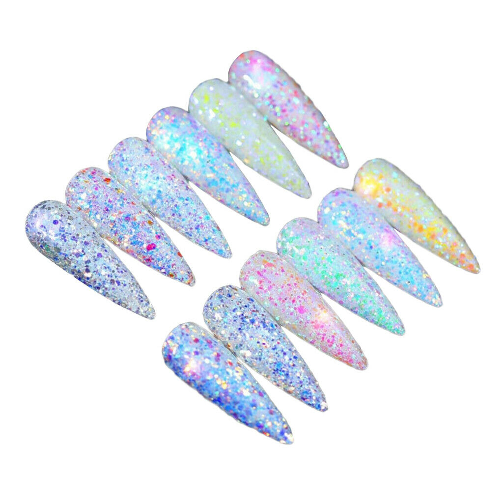 12 Mixed Colors Holographic Glitter Nail Art Sequins Iridescent Flakes