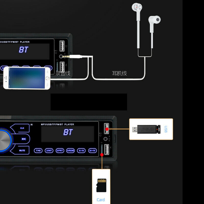 Touch Screen Bluetooth Car Stereo Radio SD USB MP3 Player Audio In-Dash Unit Kit