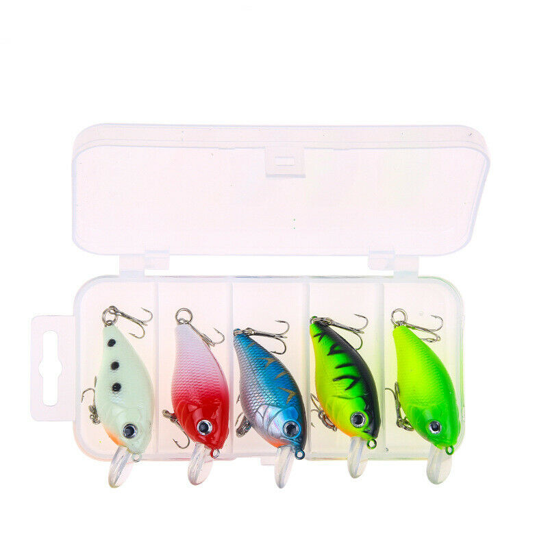 5pcs/set Fishing Lure Fishing Hard Bait Luminous Minnow Floating Swing Bearking