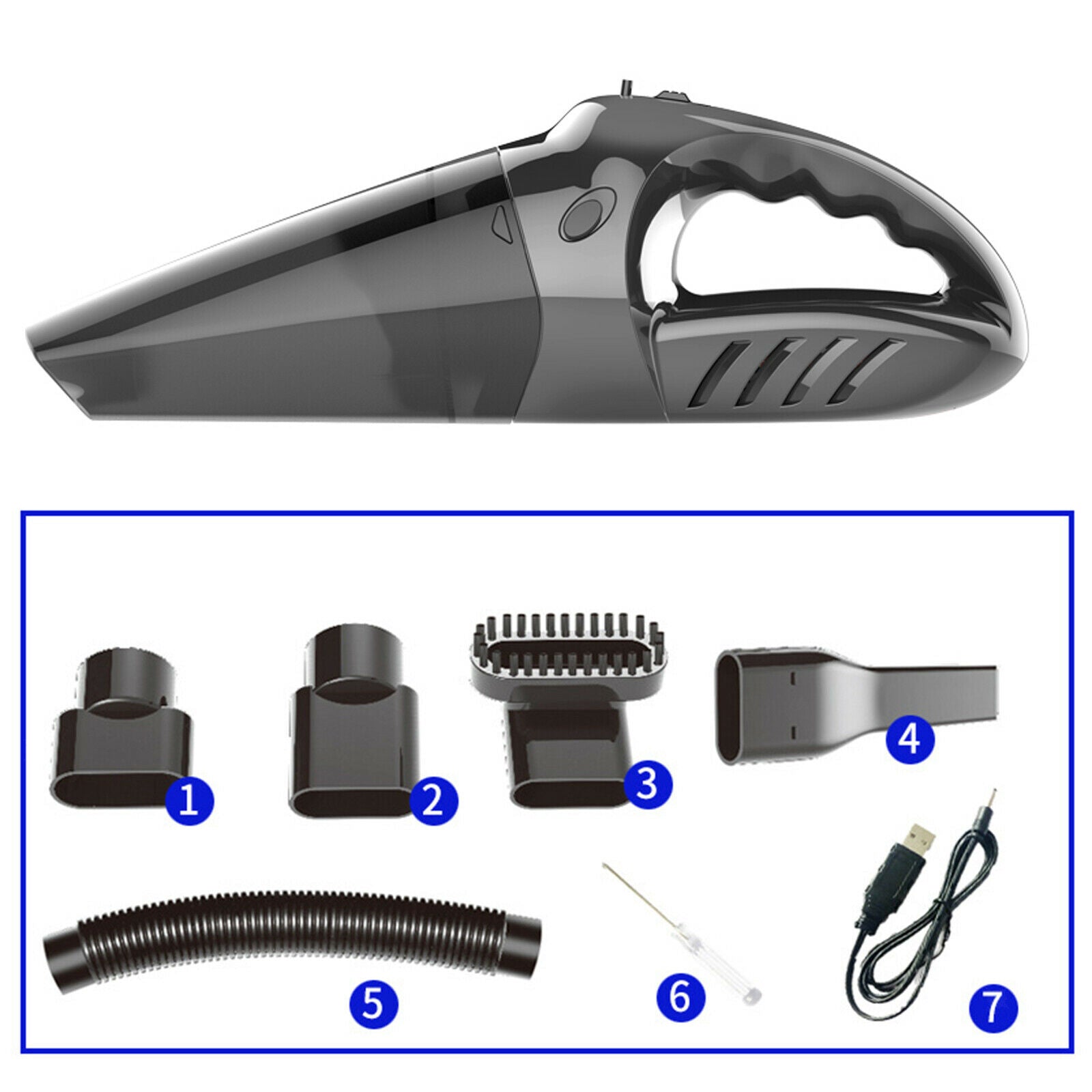 Vacuum Cleaner Car Duster Rechargeable Wet & Dry for Home Office Black