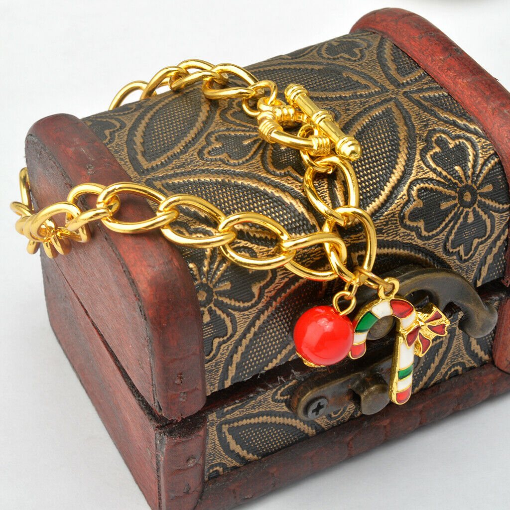 Enamel Charms Bead Christmas Bracelet Chain Bangle Xmas Festival Girls Gift