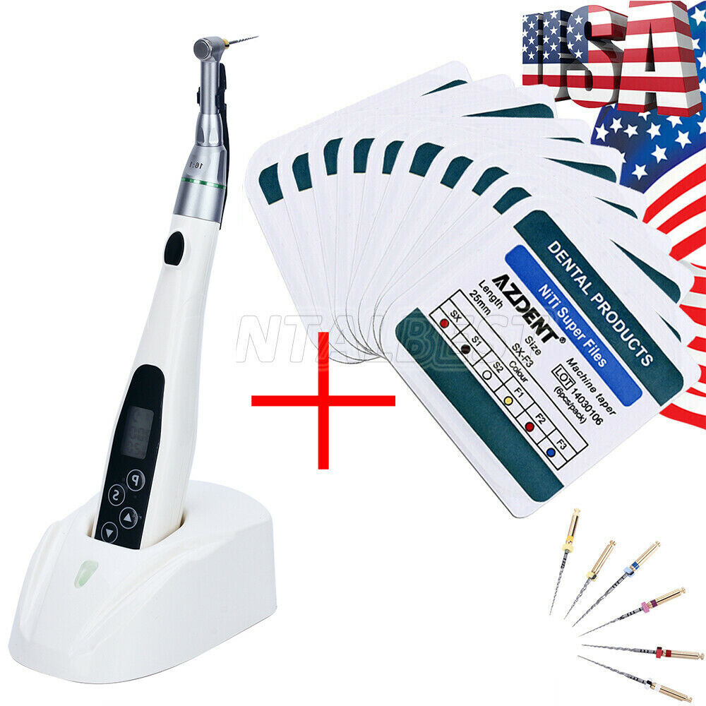 Dental Wireless 16:1 LED Endo Motor Treatment Cordless Handpiece+10X Super Files