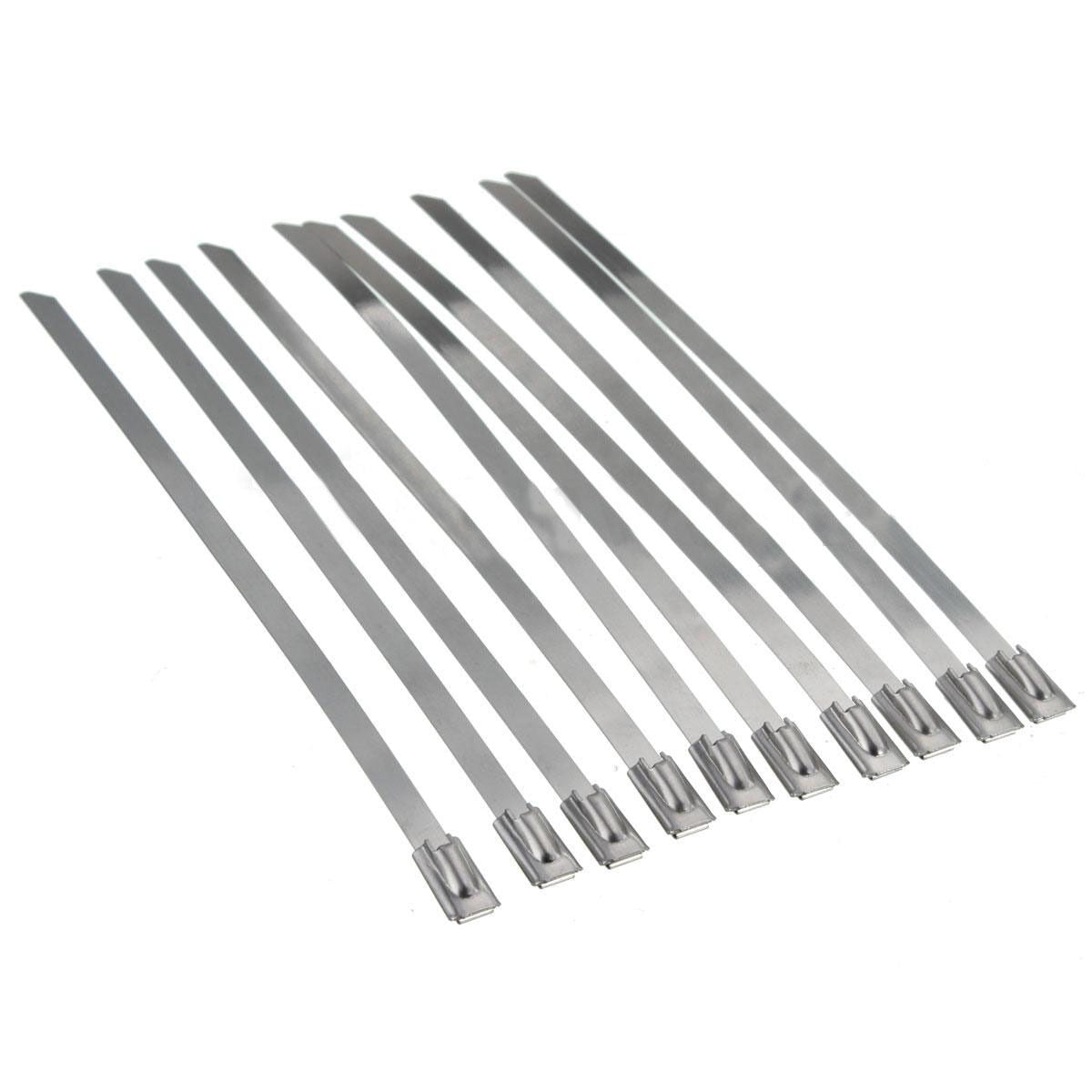 10PCS 150mm Stainless Steel Metal Cable Wire Ties Zip Tie Wraps Exhaust Straps