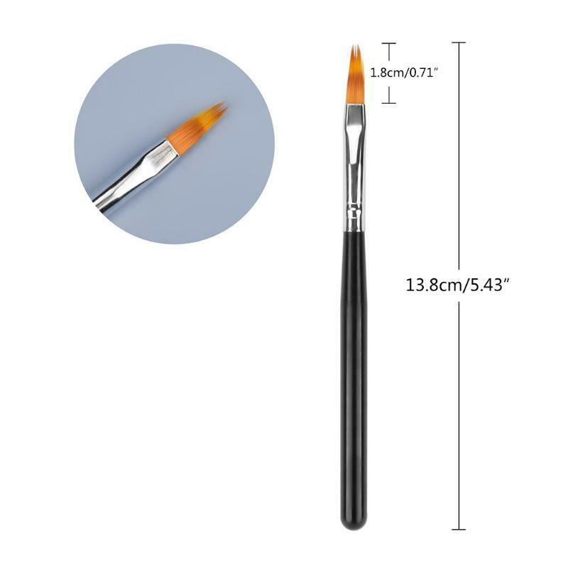2Pcs Faux Wool Bristles Nail Art Brush Set with Wooden Handle Manicure Draw Pen