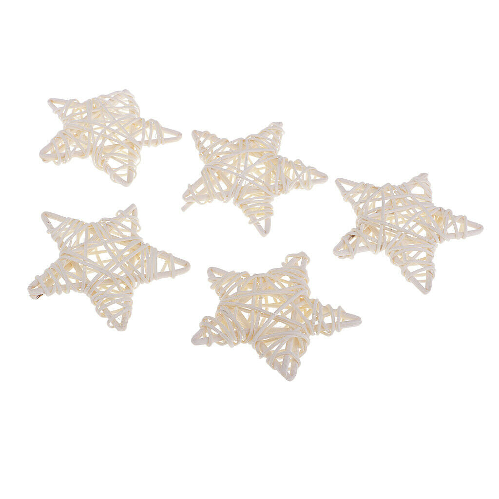 10pcs 7cm White Star Rattan Wicker Ball Christmas Tree Ornament Decorations