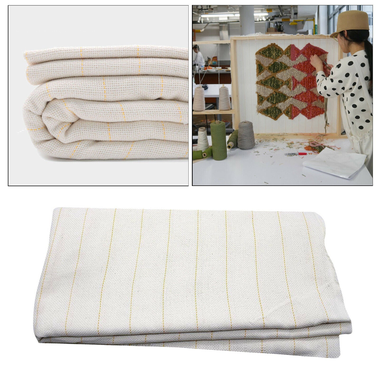 2.1x1m Monk Cloth Tufting Cloth with Marked Lines for Rug-Punch Needles DIY
