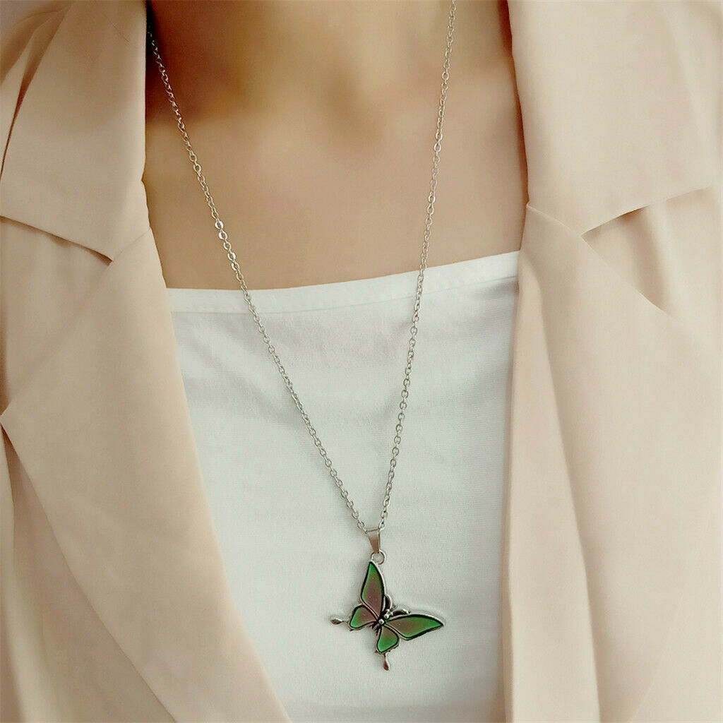 2 Pieces Color Change Mood Emotion Necklace Jewelry Set Ring Pendant Chain