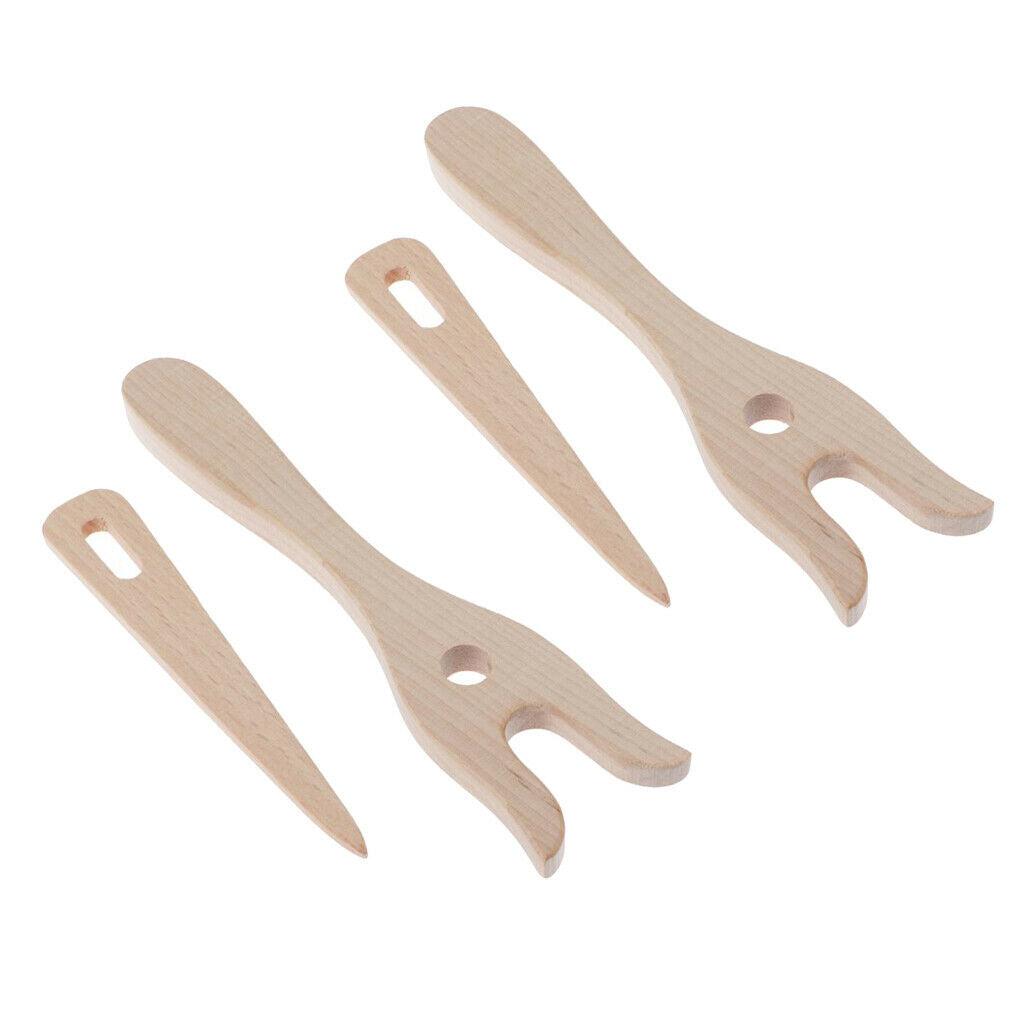 2set Wooden Fork Knitters Wood Fork Shape Crocheters Braiding Tool Crafts