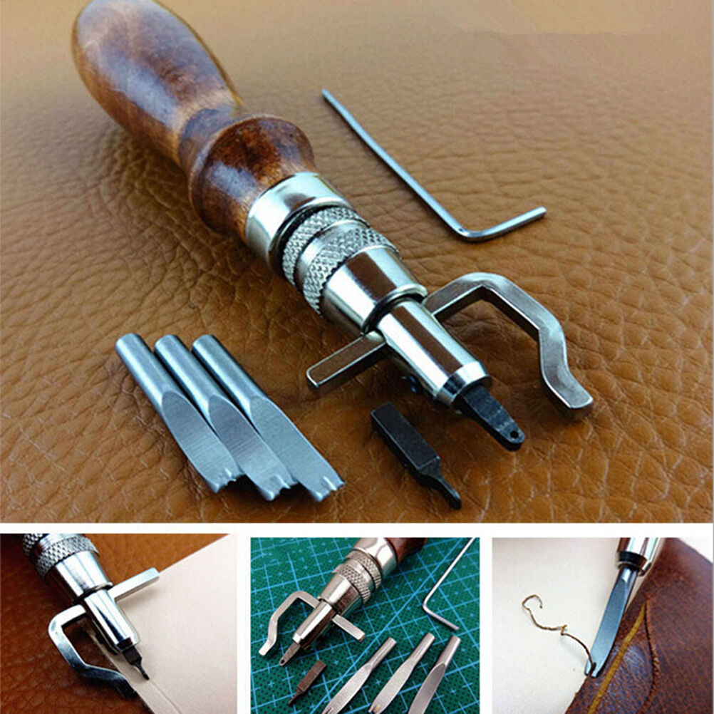 7 in 1 Multipurpose Leather Craft Tool Sew&Crease Leather Edge Beveler Tool BDA