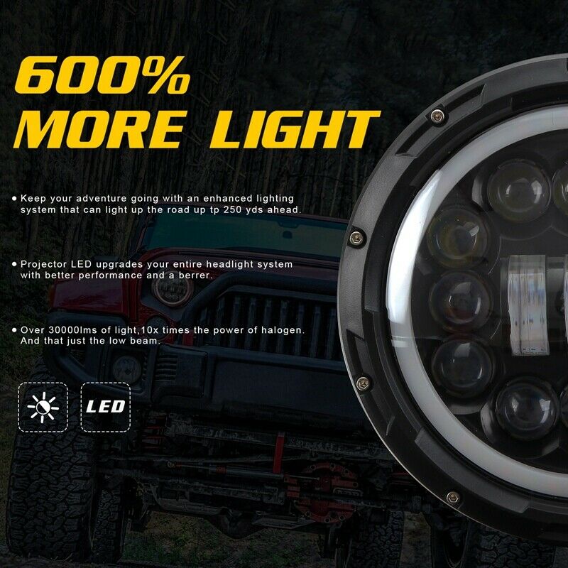 400W 40000LM 7Inch LED Headlight Hi/Lo Beam DRL for Jeep Wrangler JK TJ LJ 1Y3A9