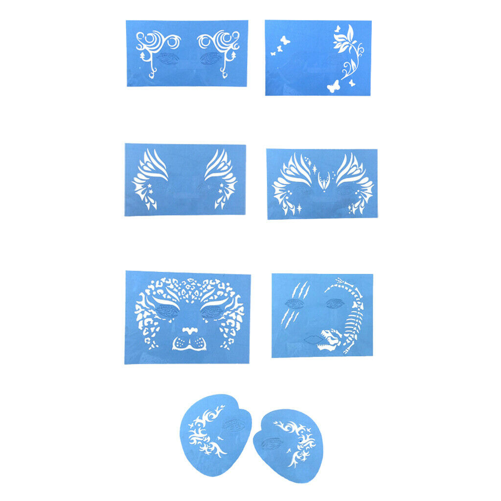 Prettyia 7x Plastic Body Face Paint Stencil Reusable for Stage Party Makeup