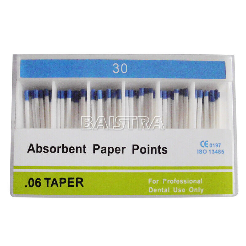 10XDental Root Canal Endodontics Absorbent Paper Points Taper 0.06 30# 100pc/Kit