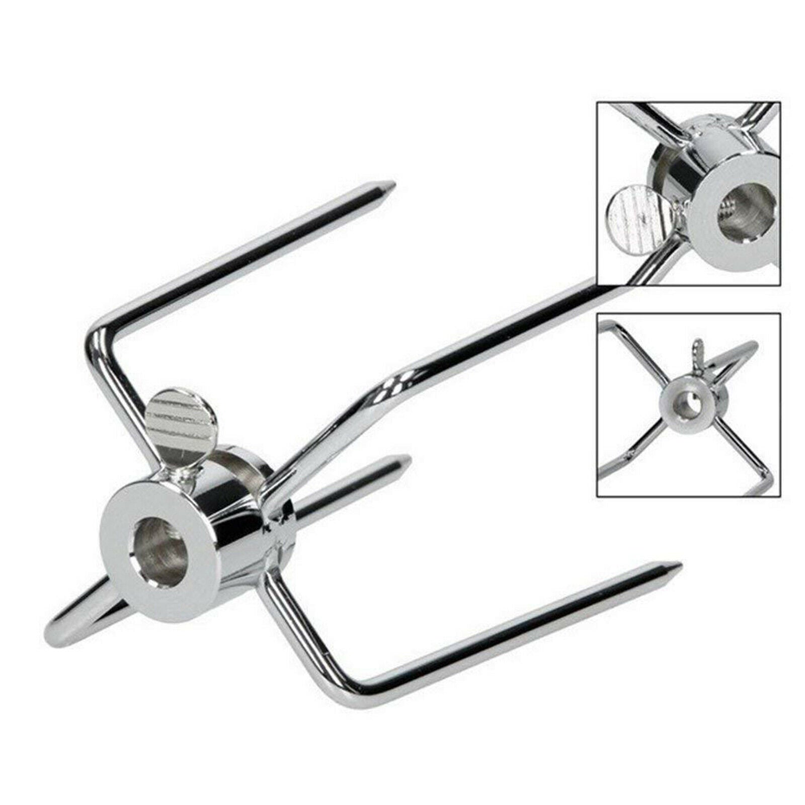 2x Rotisserie BBQ Spit Fork Chicken Beef Charcoal Grill Barbecue Accessories