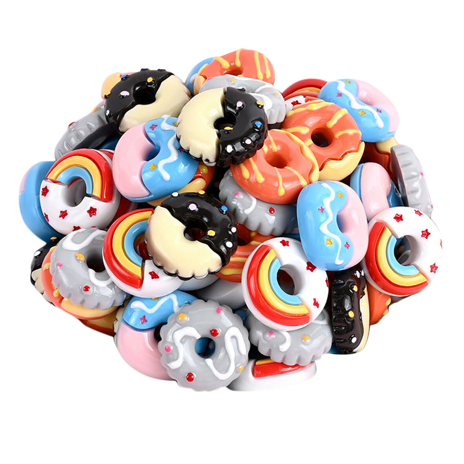 30Pack Doughnut Flatback Buttons Cabochons DIY Cardmaking Phone Case Decor