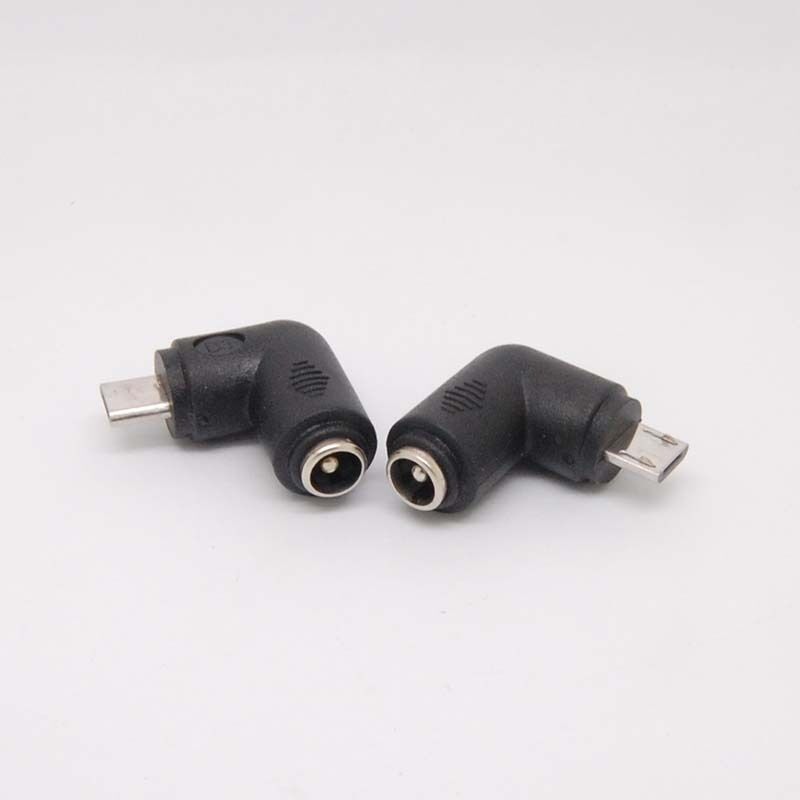 90 Degree DC 5.5x2.1mm Female Converter To Micro USB Male Adapter Connector