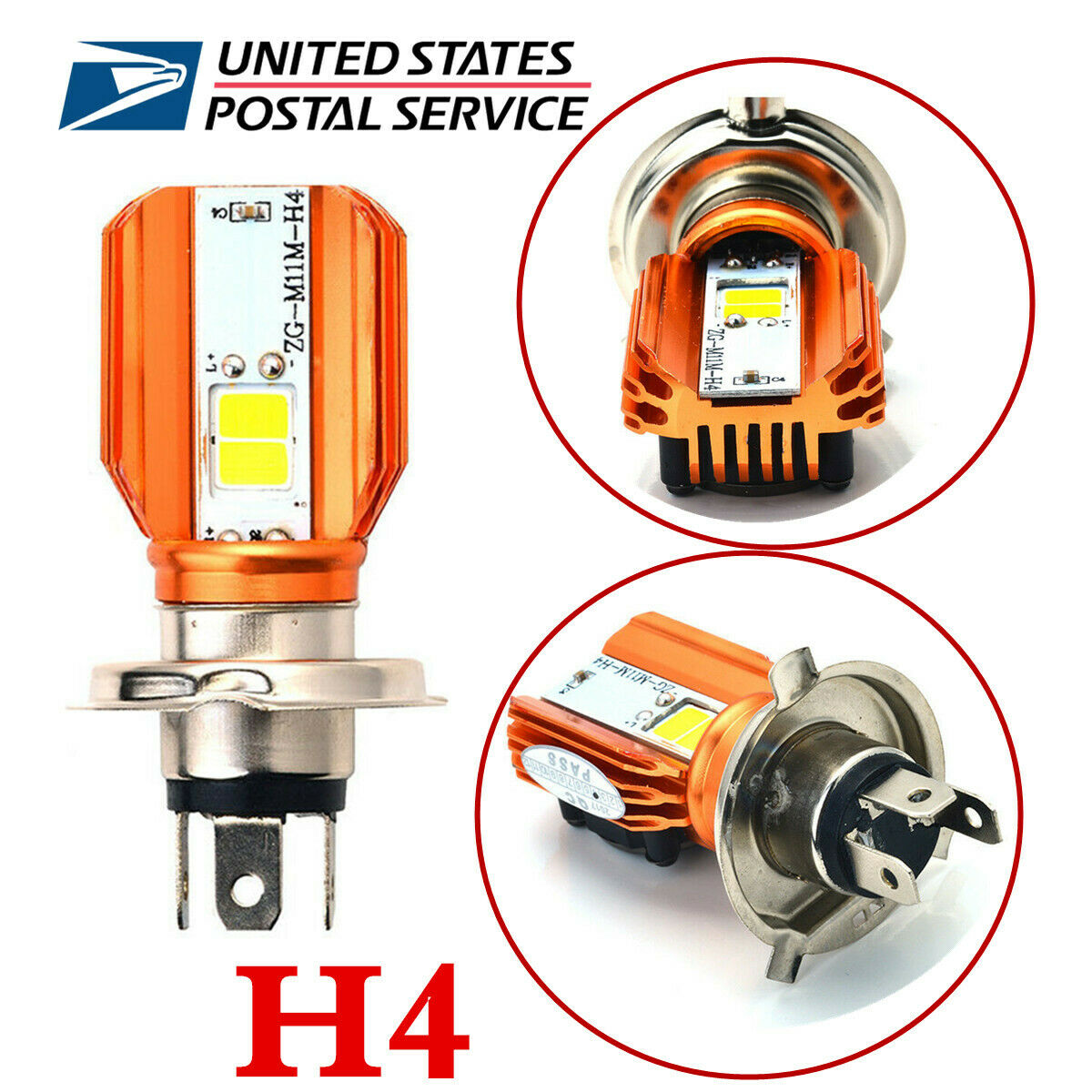 1 Pc 12V White 6000K H4 Motorcycle  Headlight 2000Lm High Beam/1800Lm Low Beam
