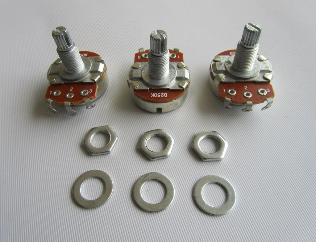 3x B250K Large Linear Electric Guitar Pots 18mm Long Shaft 250K Potentiometer