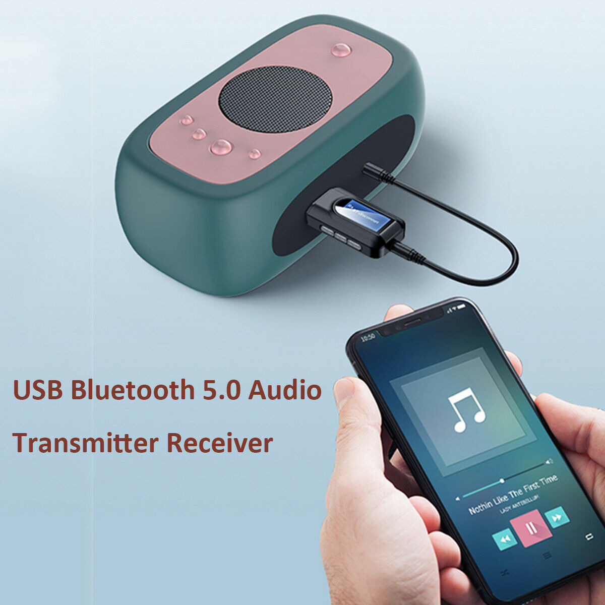 1 Set Portable LCD Display Wireless USB Bluetooth 5.0 Audio Transmitter Receiver