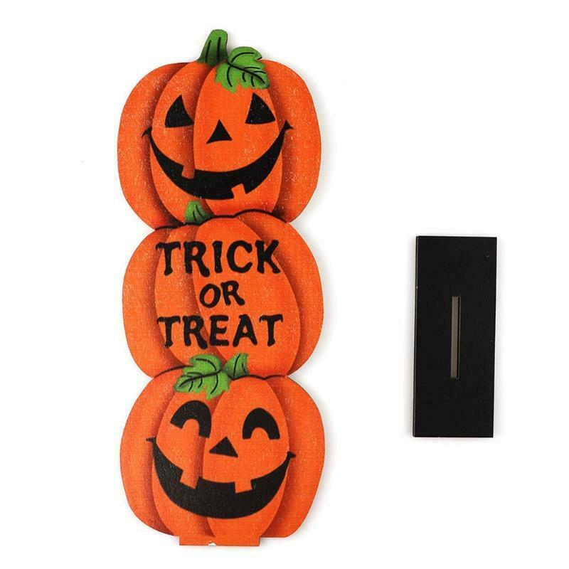 Halloween 3 Pumpkins "Trick or Treat" Wooden Desktop Ornaments Creative Decor